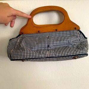J CREW plaid Black and white with WOOD handle